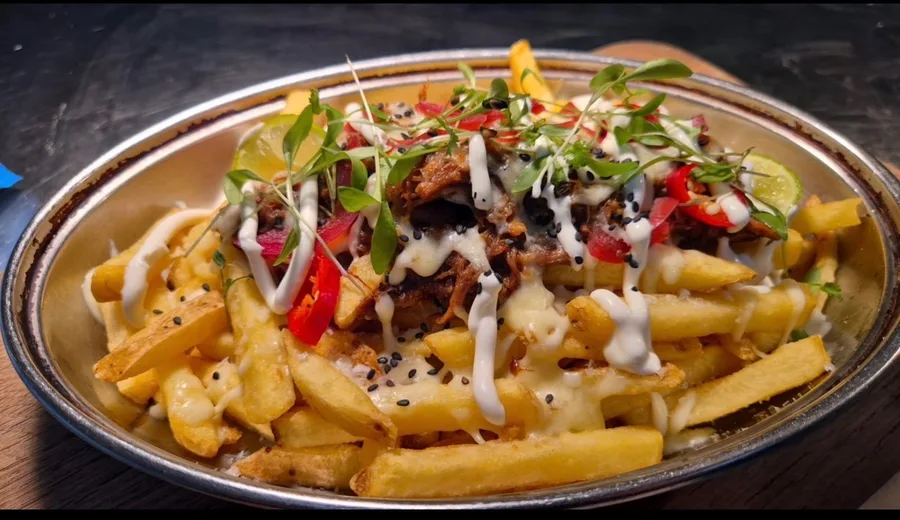 Loaded fries from the art-ful menu