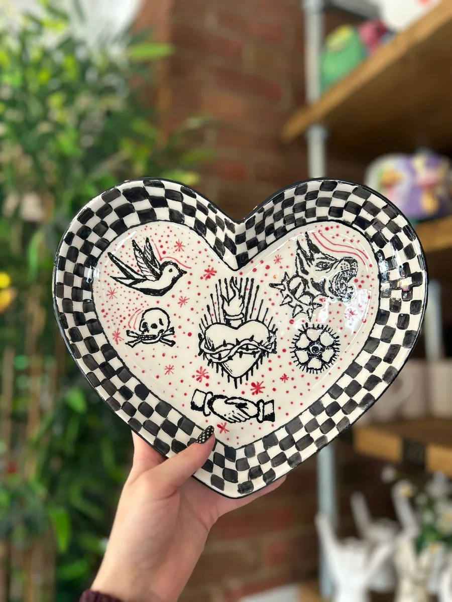 Hand-painted heart dish at art-ful Worthing