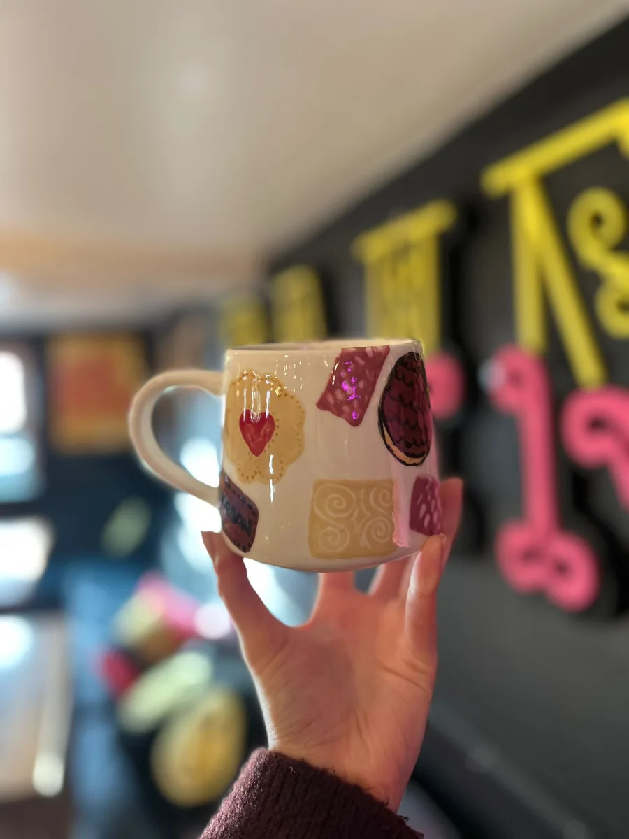 Painted mug at art-ful pottery café