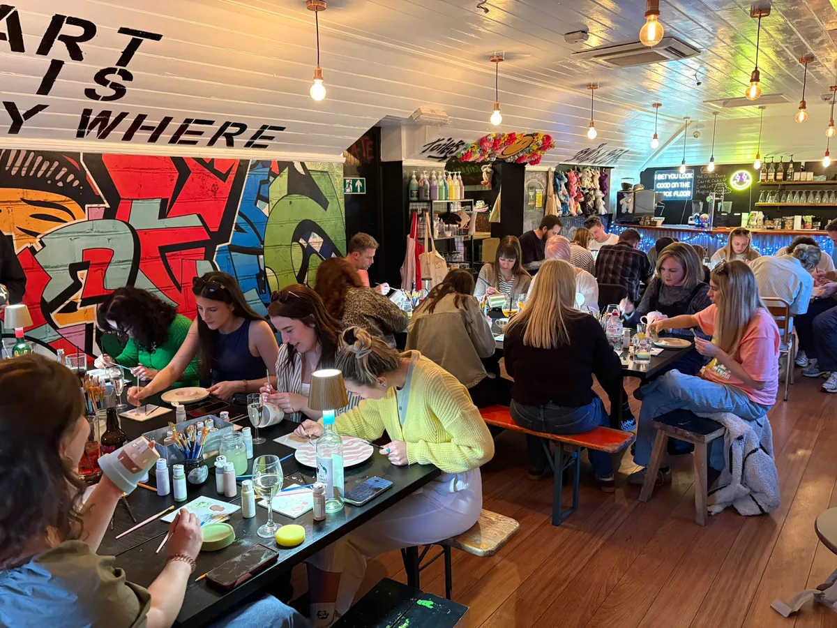 Guests enjoying a private event at art-ful pottery café Worthing